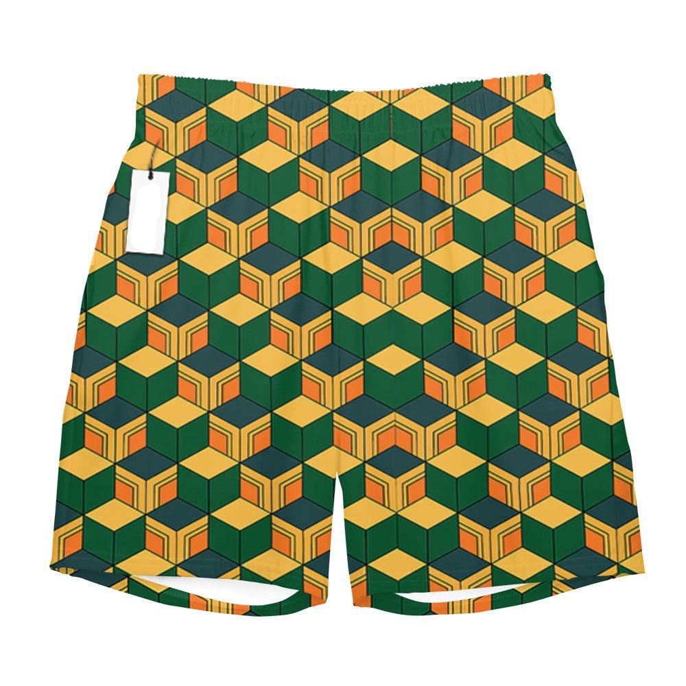 Demon Slayer Shorts Giyu Tomioka Pattern and Water Breathing Beach Shorts Colorful
