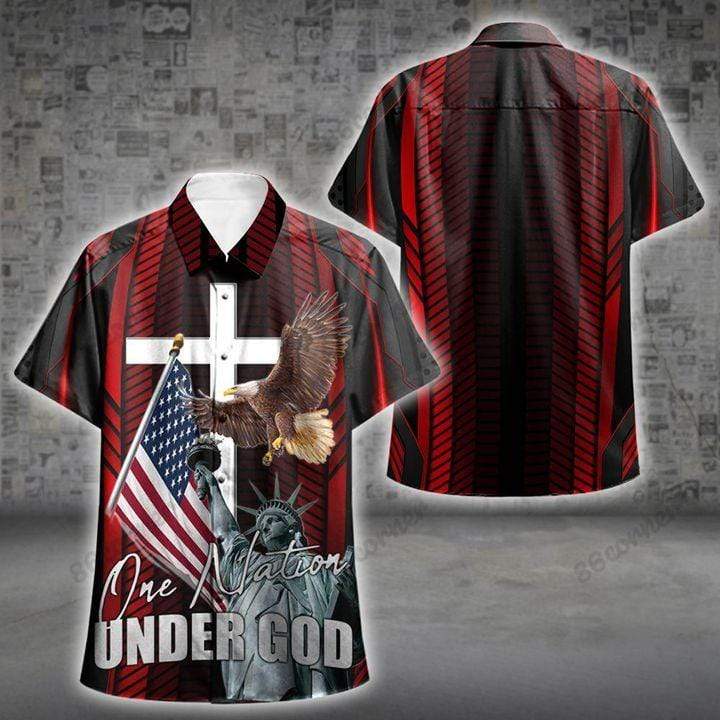 Veteran Hawaii Shirt God Bless Eagle One Nation Under God Hawaiian Aloha Shirts