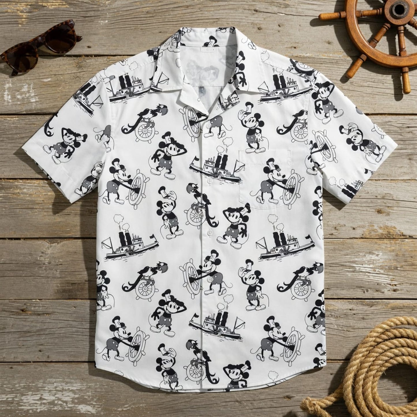 Vintage Steamboat Mouse Hawaiian Shirt - Vintage Sailor Print - HW6IBKYQQ