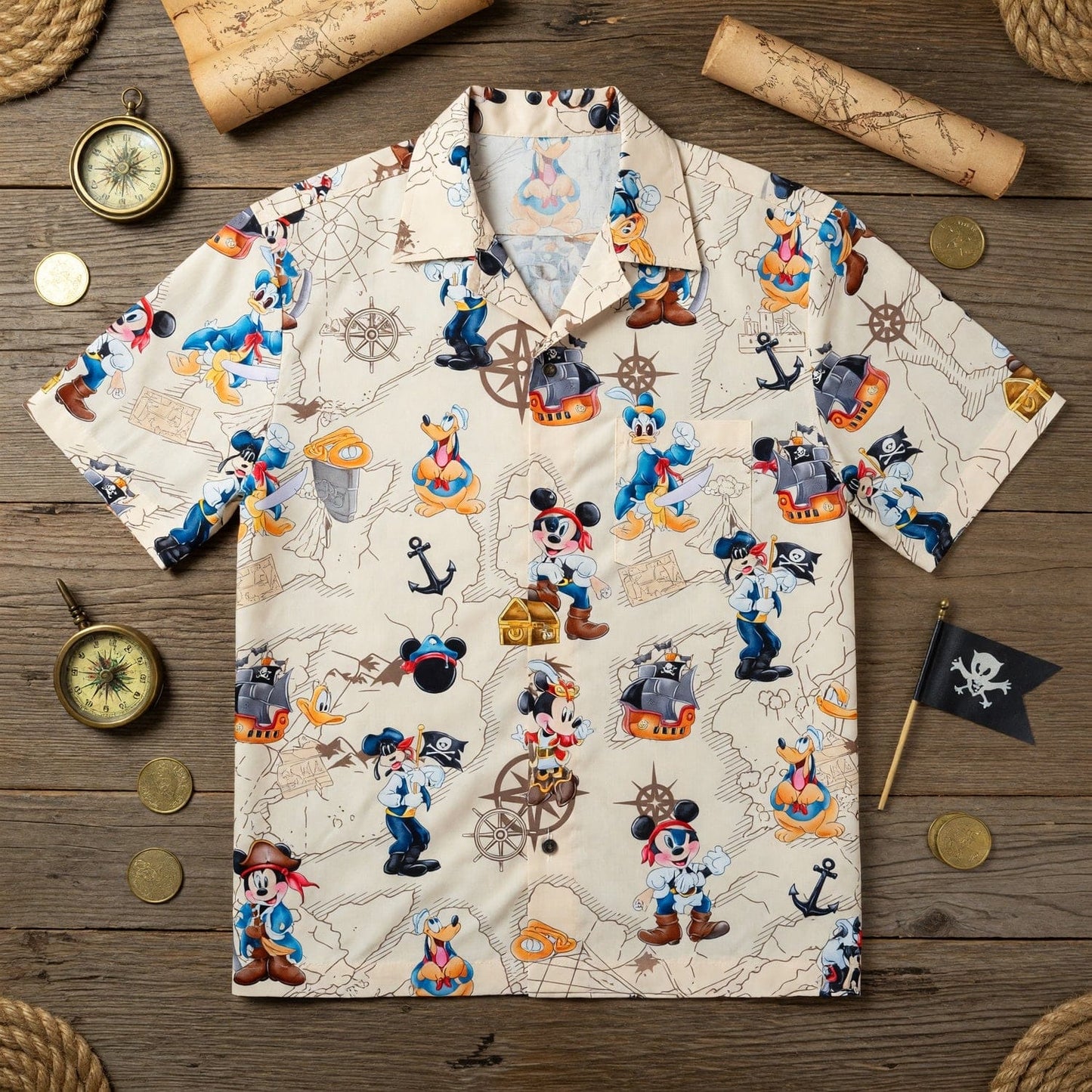 Pirates Hawaiian Shirt - Mouse Cartoon Beach Apparel - HW76BIQMJ