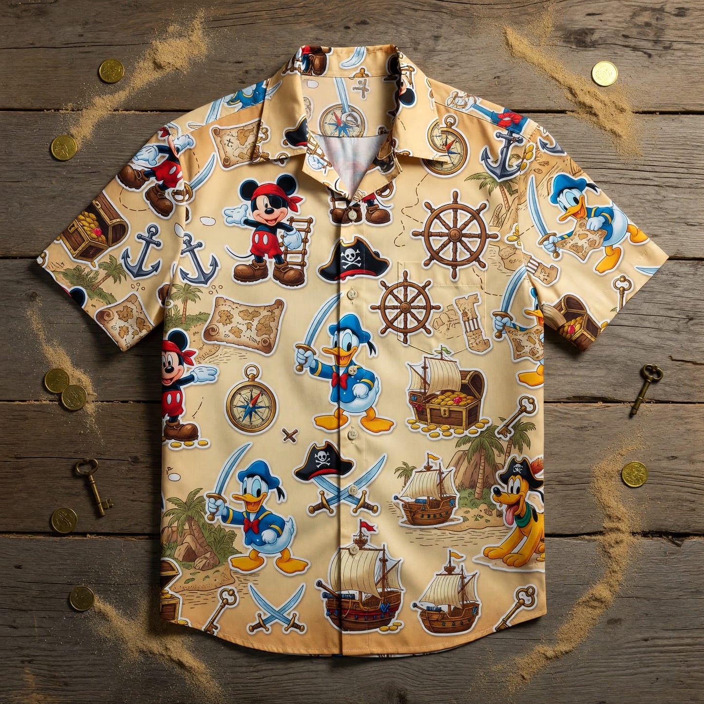 Pirates Hawaiian Shirt - Mouse Duck Silly Dog Pirate Apparel - HW7EWP0GV