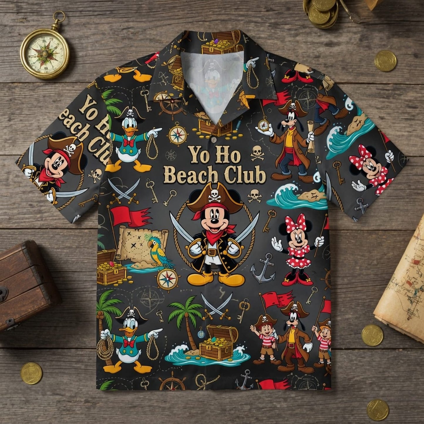 Yo Ho Beach Club Hawaiian Shirt - Mouse Pirate Tropical Apparel - HWHB7FR5I
