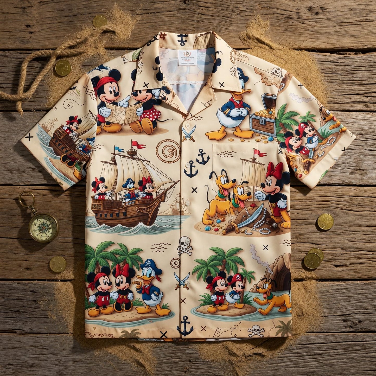 Mouse Pirate Hawaiian Shirt - Tropical Treasure Map Adventure - HWOG3Z9PG