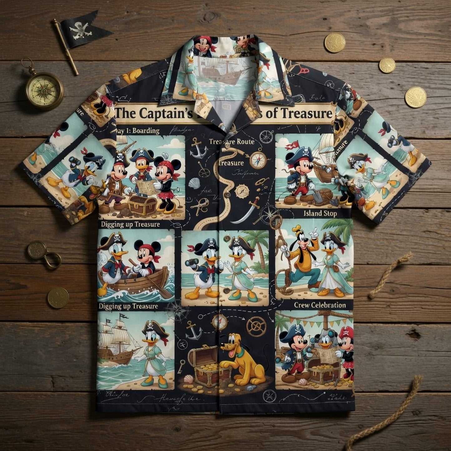 Pirate Mouse Hawaiian Shirt - Treasure Adventure Beachwear - HWUVYC1VN