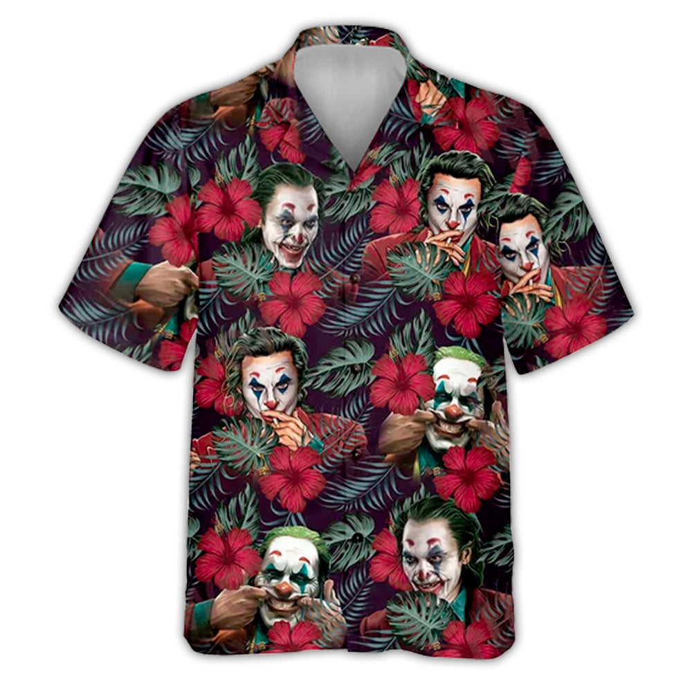Joker Hawaii Shirt DC Joker Smoking Laughing Tropical Pattern Hawaiian Shirt Green Red Unisex