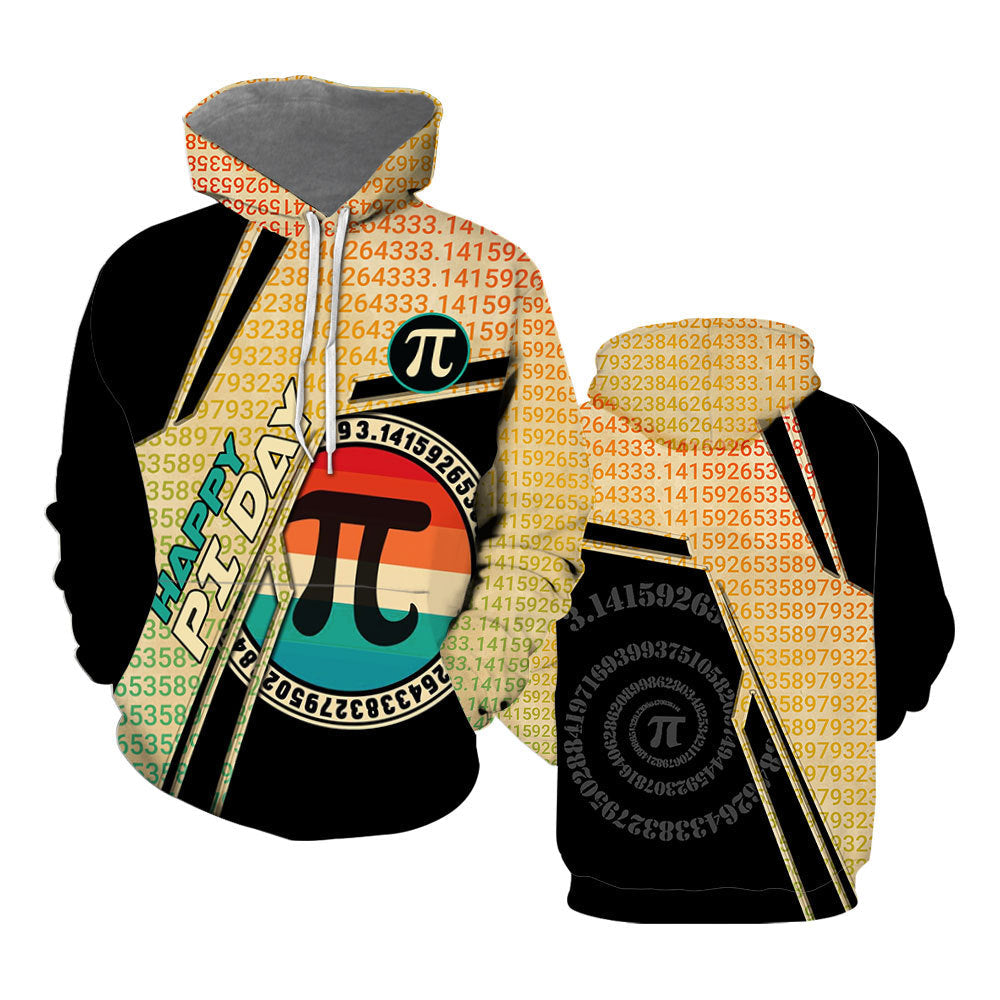 Pi Hoodie Number Pattern Happy Pi Day Hoodie Math Hoodie Black Yellow Unisex