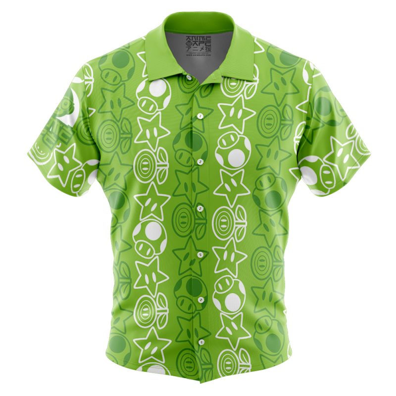 Holiday Getup Luigi Super Mario Bros Button Up Hawaiian Shirt