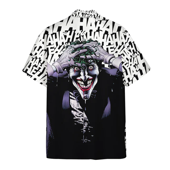 Joker Hawaii Shirt DC Joker Crazy Laughing Ha Ha Ha Hawaiian Shirt White Black Unisex