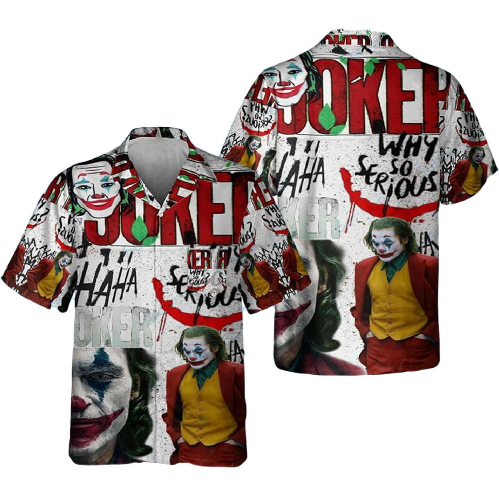 Joker Hawaii Shirt DC Joker Graphic Why So Serious Hawaiian Shirt White Red Unisex