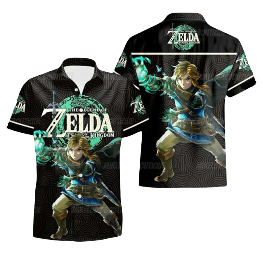 NoClaws Legend Of Zelda Hawaii Shirt Legend Of Zelda Link Graphic Hawaiian Shirt Black Unisex