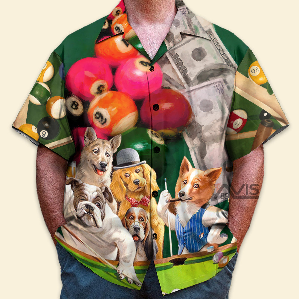 Billiard Funny Dog Many Money - Gift For Dog Lovers - Hawaiian Shirt