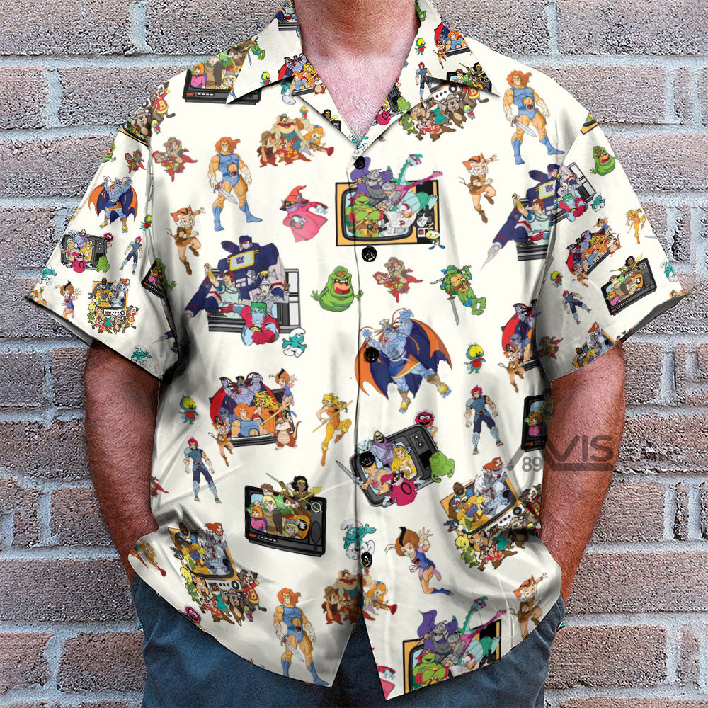 80S Famous Cartoon Characters Pattern Hawaiian Shirt
