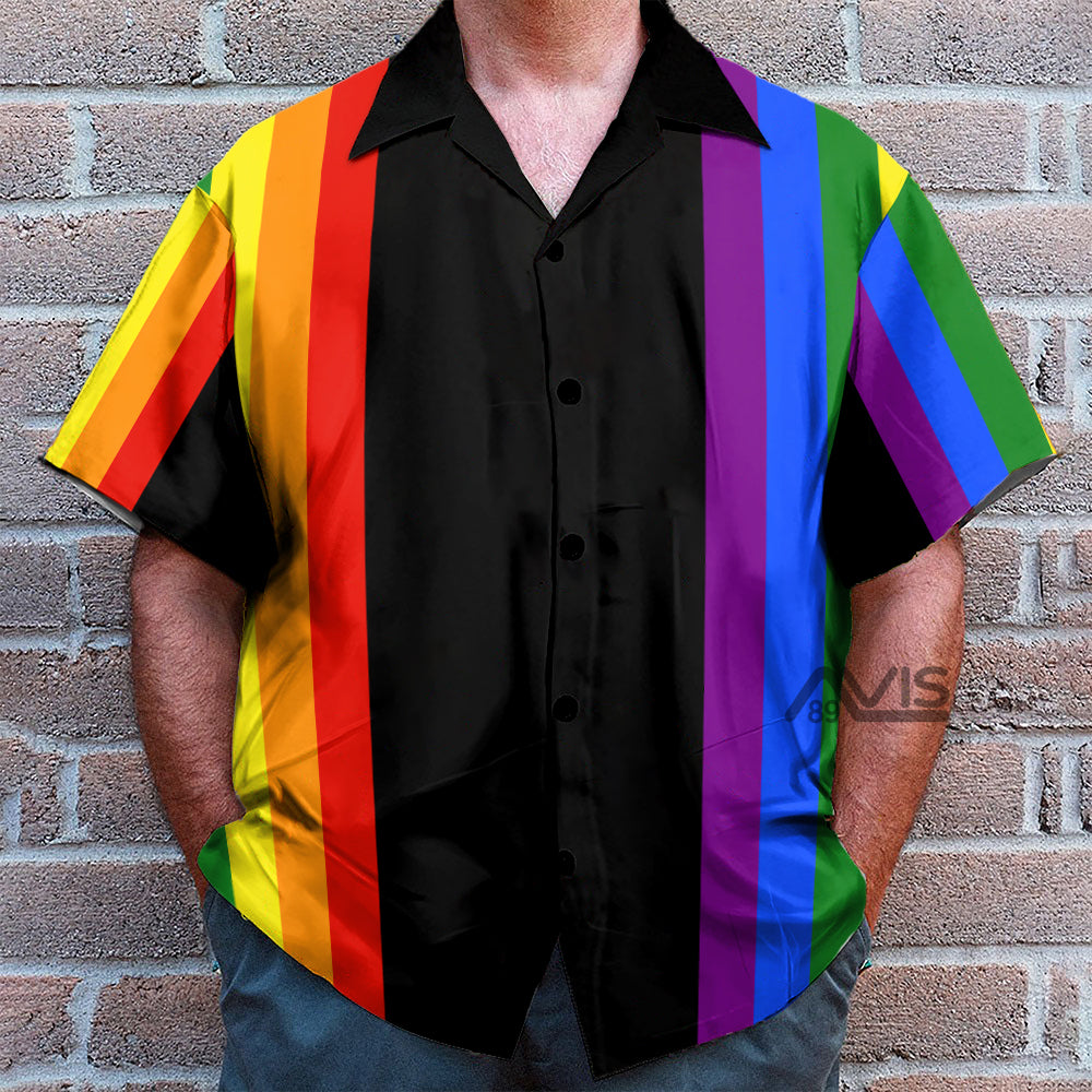 LGBT Stripes Button Down Tropical - Hawaiian Shirt