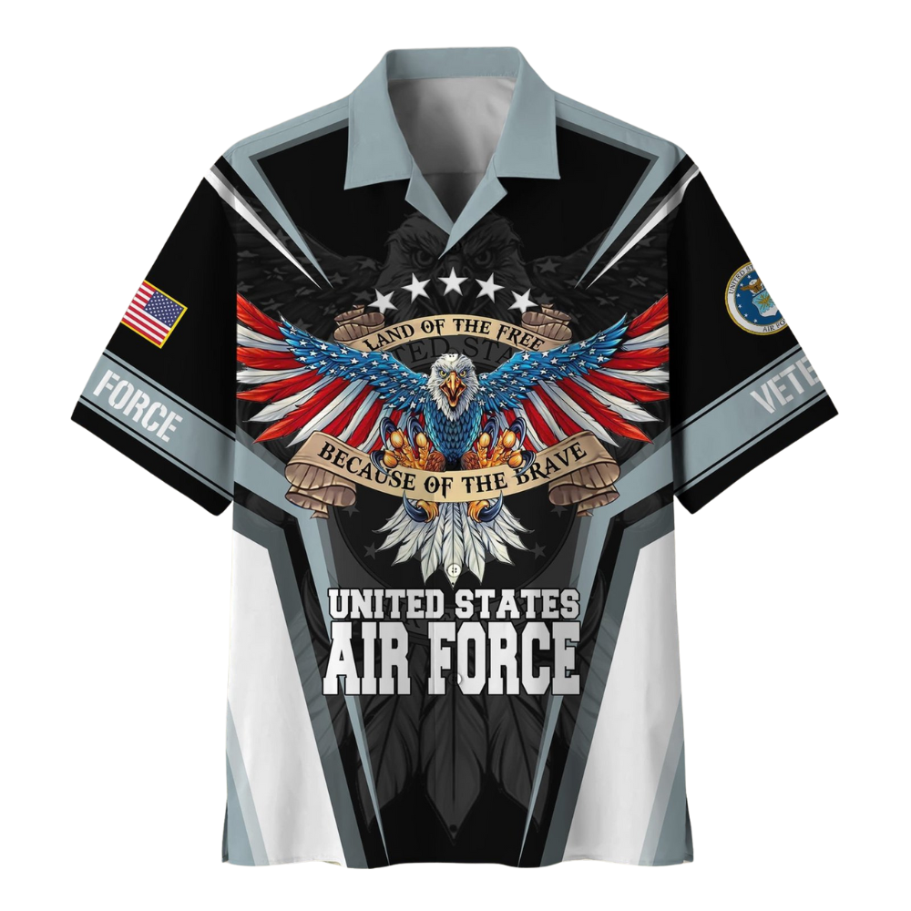 U.S. Air Force Land Of The Free Military Tribute - Hawaiian Shirt - Patriotic Gift For Veterans | HN02