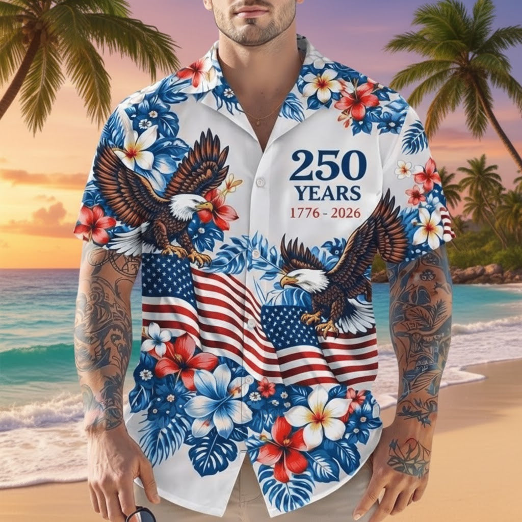 American 250th Anniversary Art - Hawaiian Shirt - Gift for Dad, Husband, Grandpa | HN02
