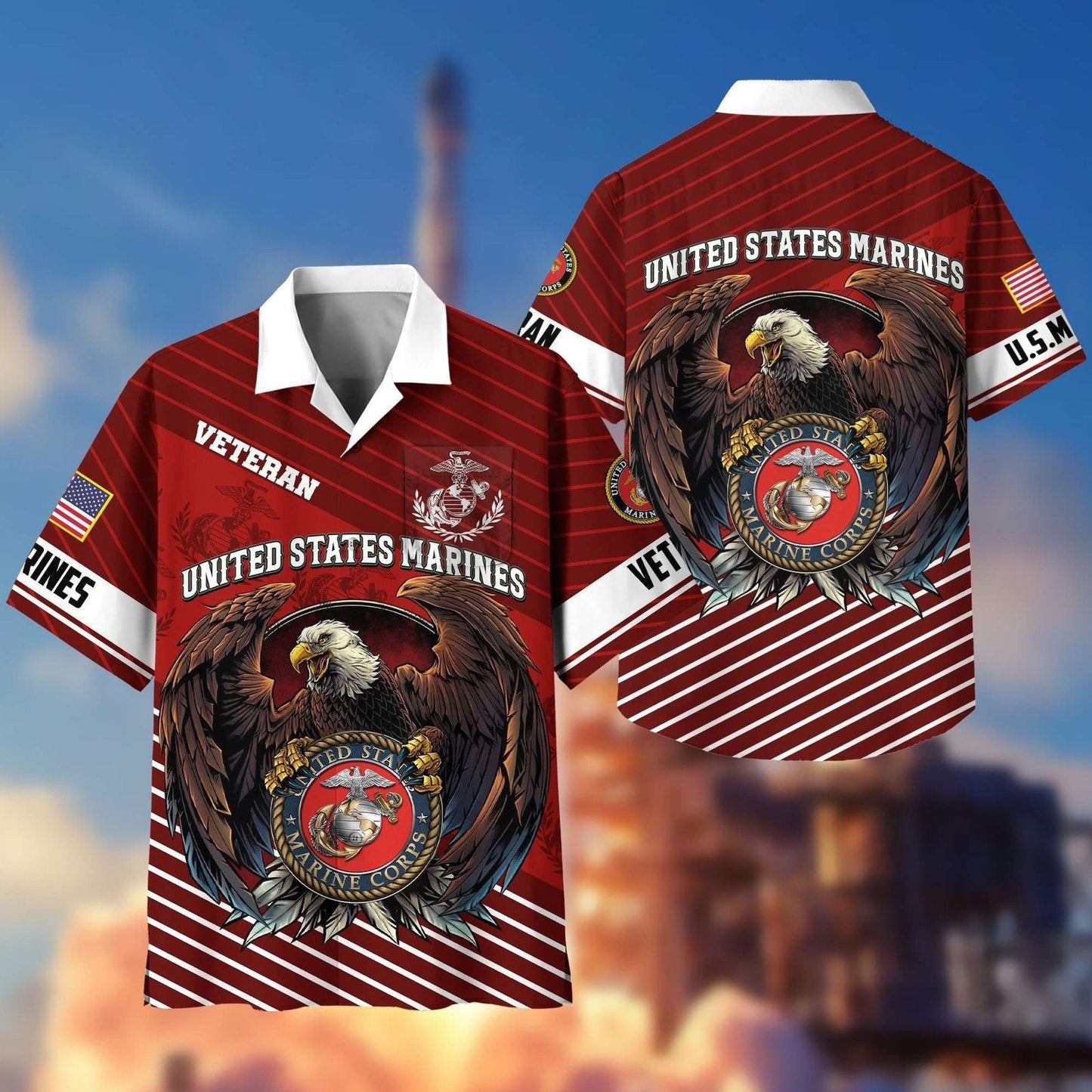 United States Marines Eagle Globe Anchor - Hawaiian Shirt - Patriotic Gift For Veterans | HN02