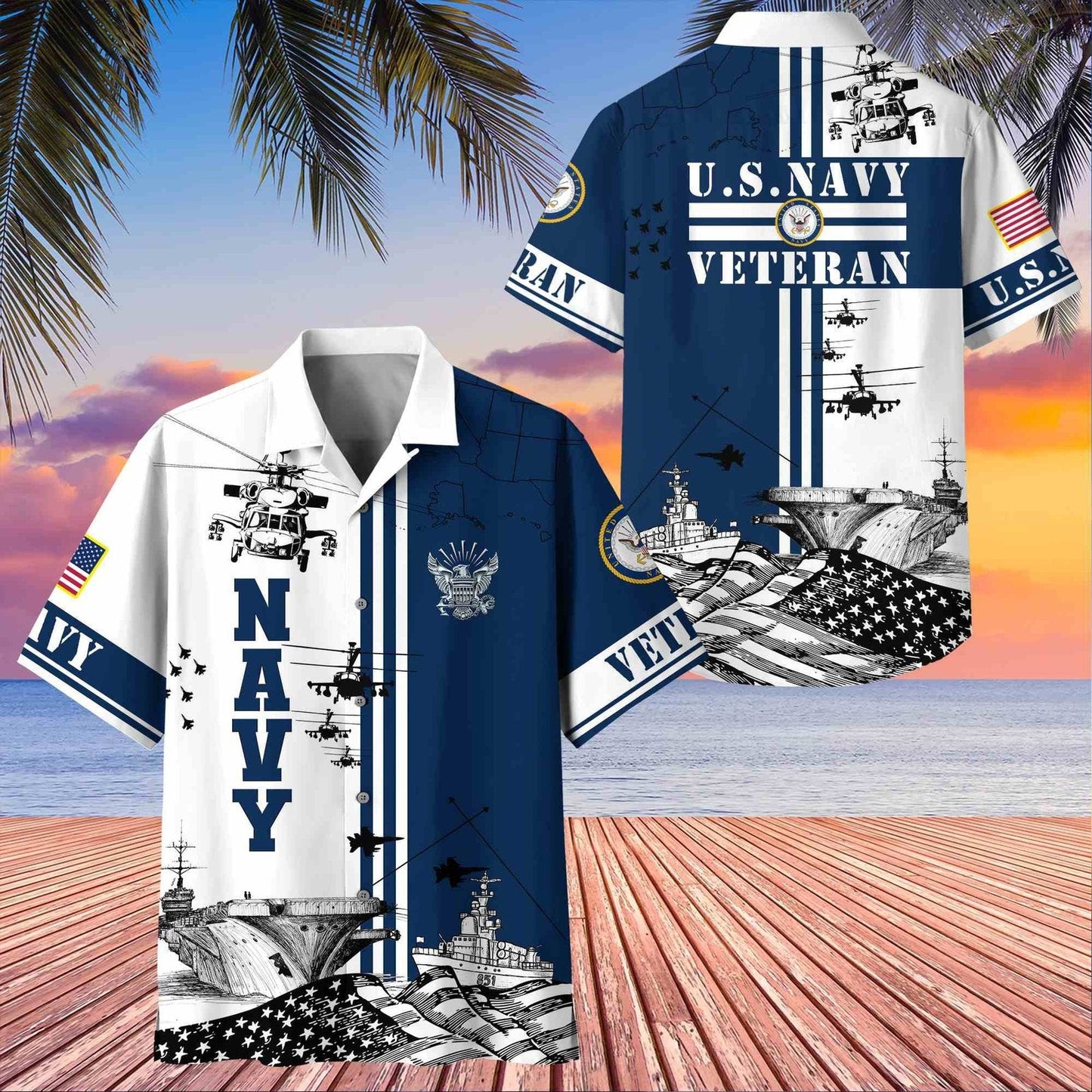 U.S. Navy Military - Hawaiian Shirt - Patriotic Gift For Veterans | HN02