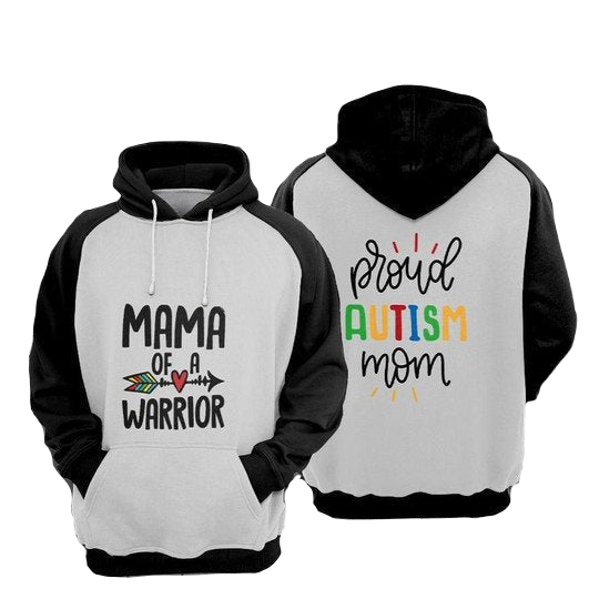 Autism Hoodie Mama Of A Warrior Proud Autism Mom Hoodie Black White Unisex