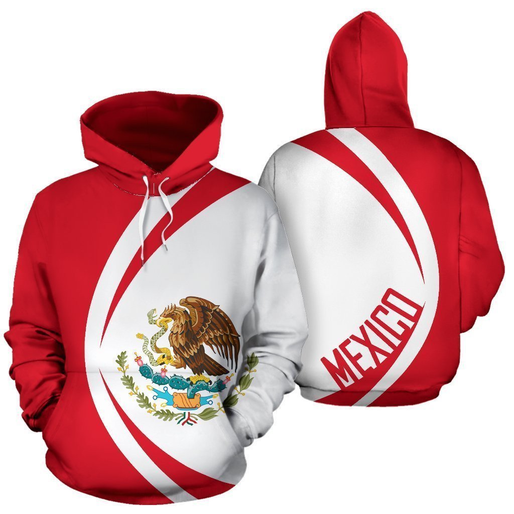 Mexico Hoodie Mexico Coat Of Arms Graphic Hoodie Red White Unisex
