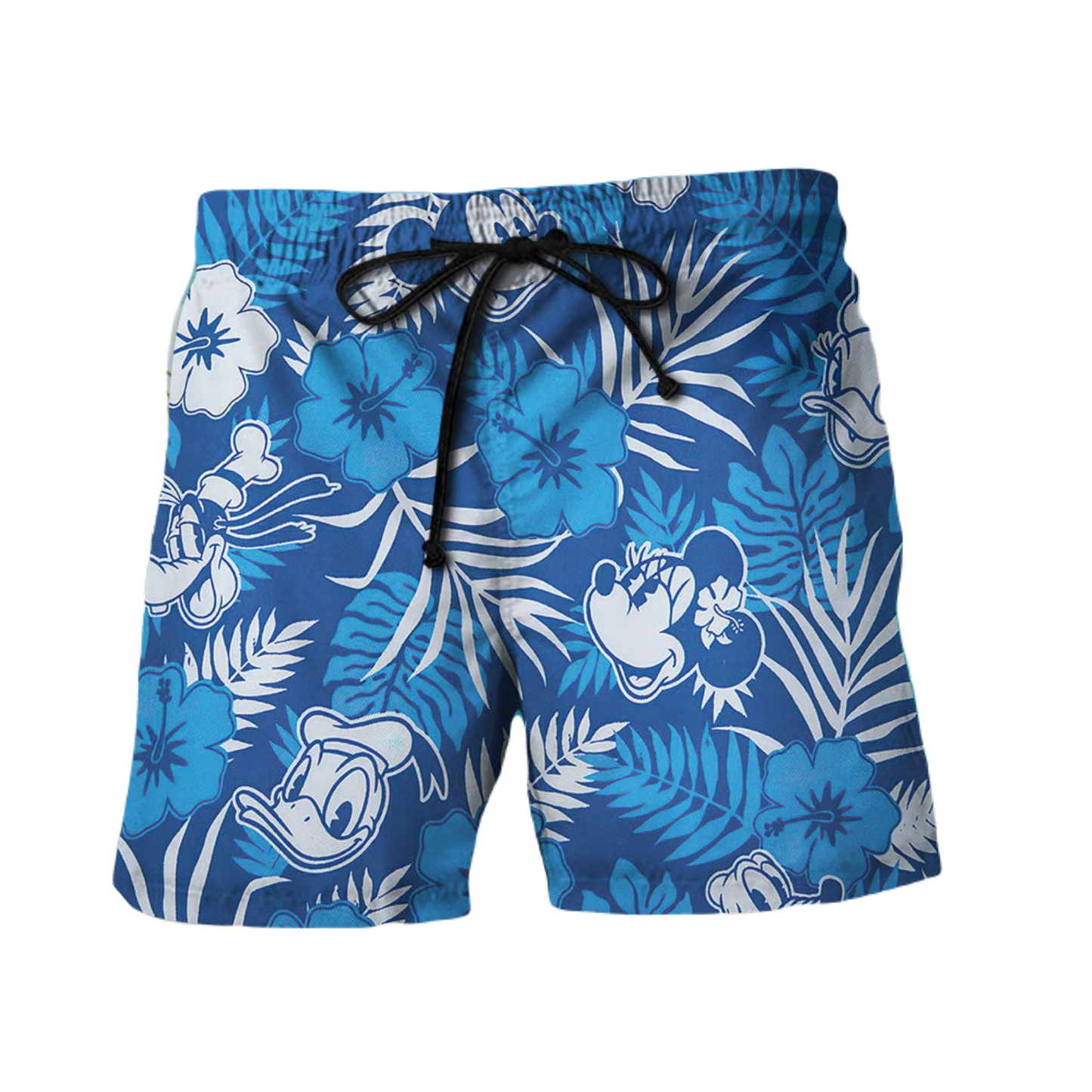 Disney Shorts Disney Characters Tropical Flora Pattern Beach Shorts Blue