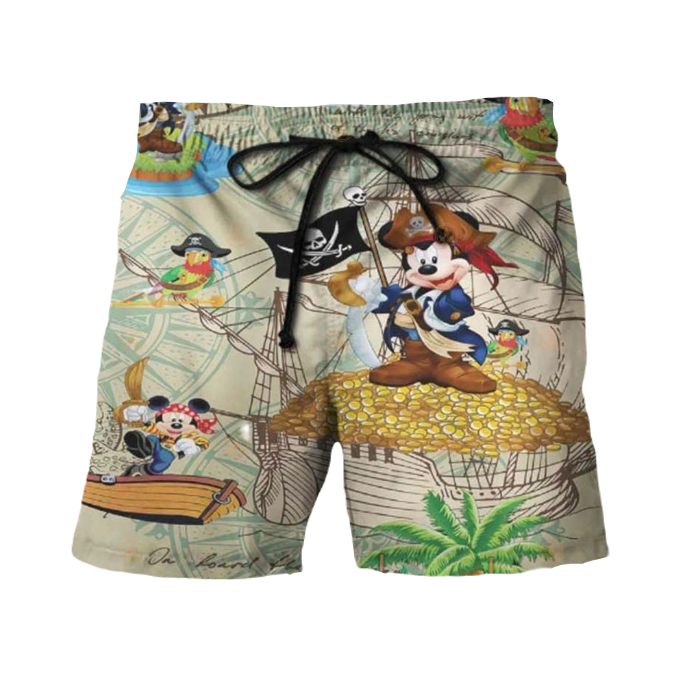 Mickey Mouse Shorts Mickey Mouse As Pirates Pattern Beach Shorts Colorful