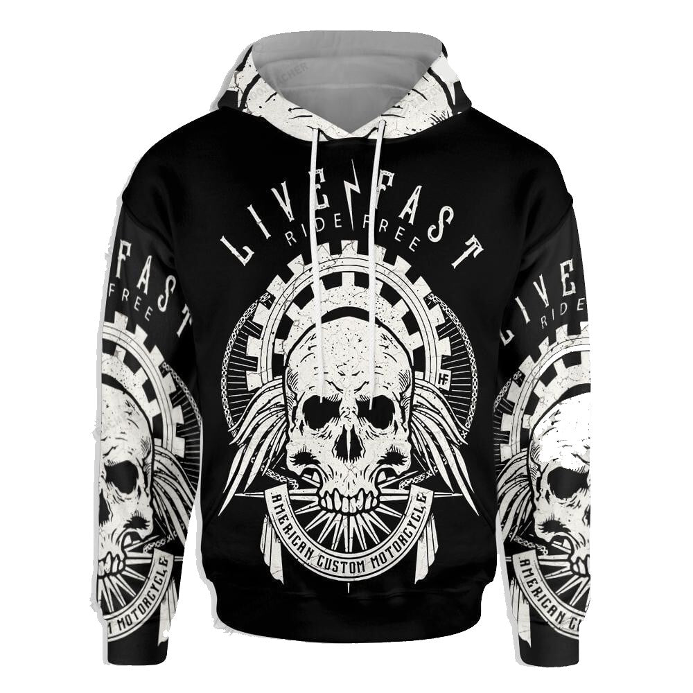 Motorcycle Hoodie Motorcycle Live Fast Ride Free Hoodie Black Unisex