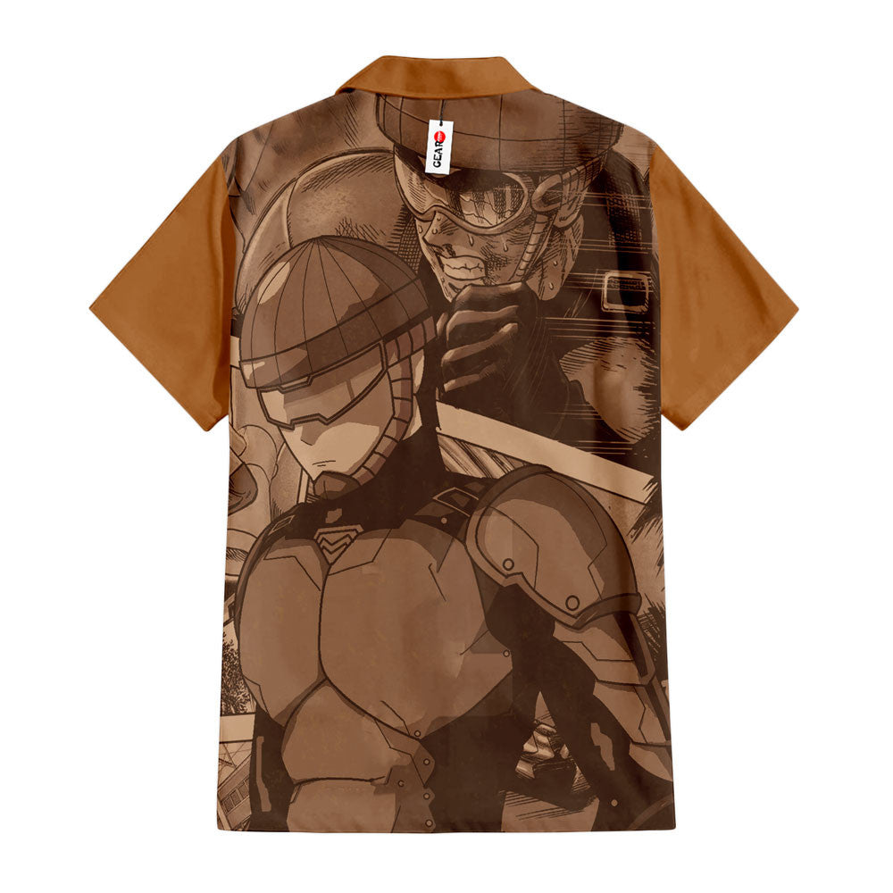 NoClaws NoClaws One Punch Man Hawaii Shirt One Punch Man Mumen Rider Hero Hawaiian Shirt Brown Unisex