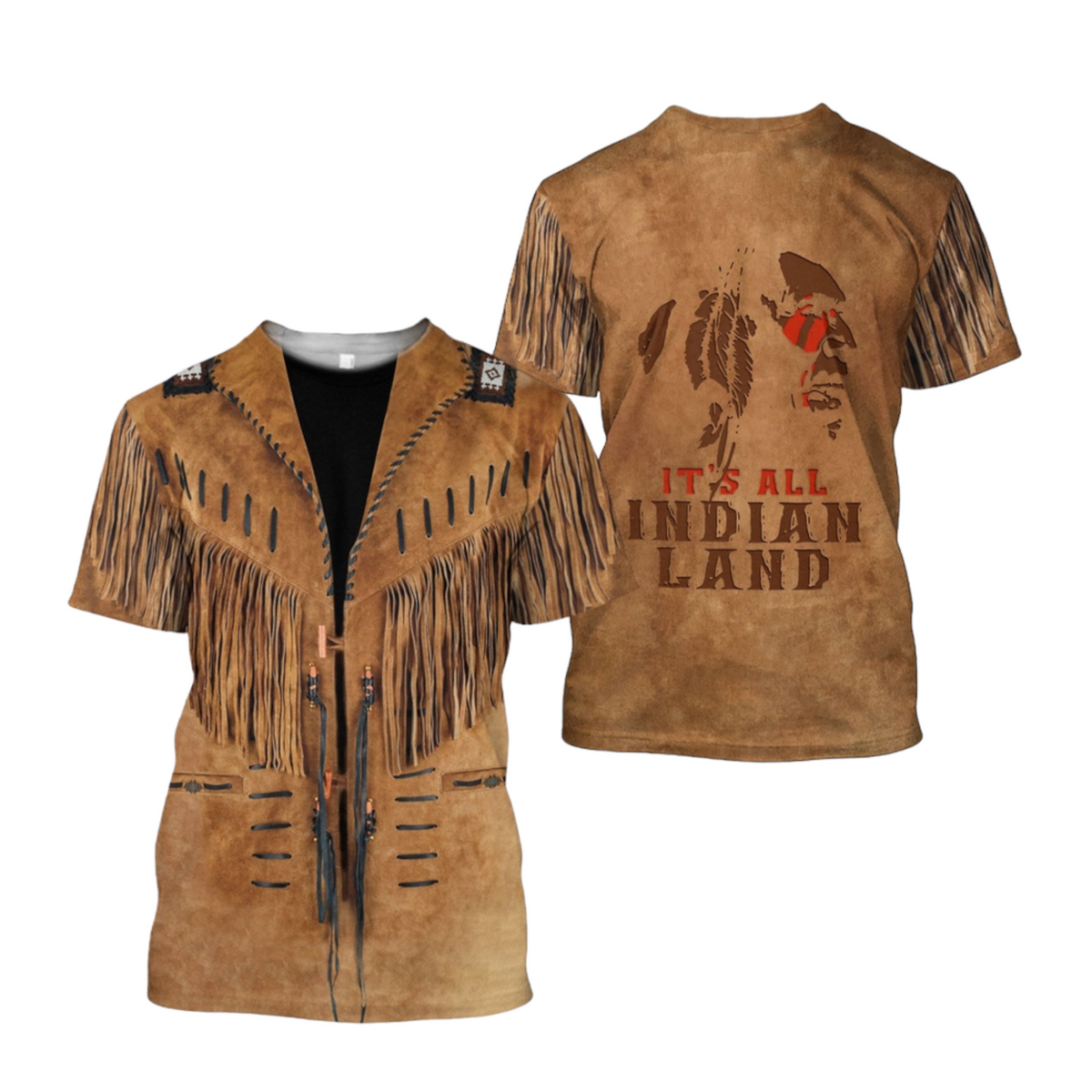 Native American T-shirt Itβs All Indian Land Native American T-shirt Brown Unisex