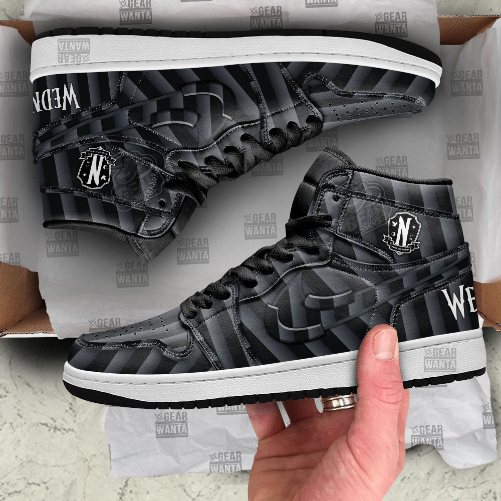Nevermore Uniform Wednesday Addams J1s Sneakers Gifts Idea For Fans MN23
