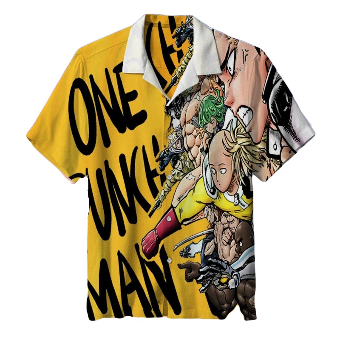 NoClaws One Punch Man Hawaii Shirt One Punch Man All Heroes Aloha Shirt Yellow Unisex