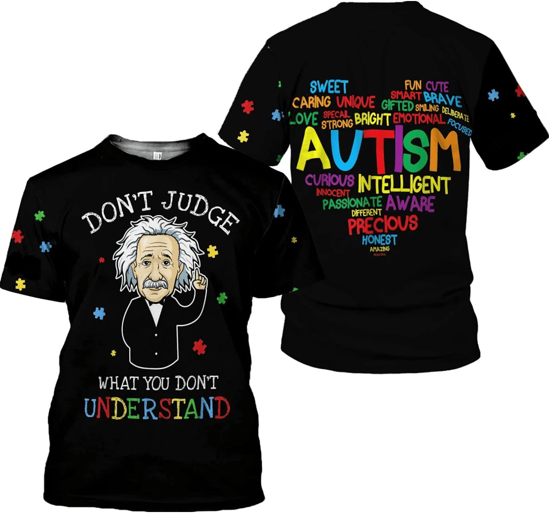 Autism T-shirt Don't Judge What You Don't Understand Albert Einstein T-shirt Black Unisex