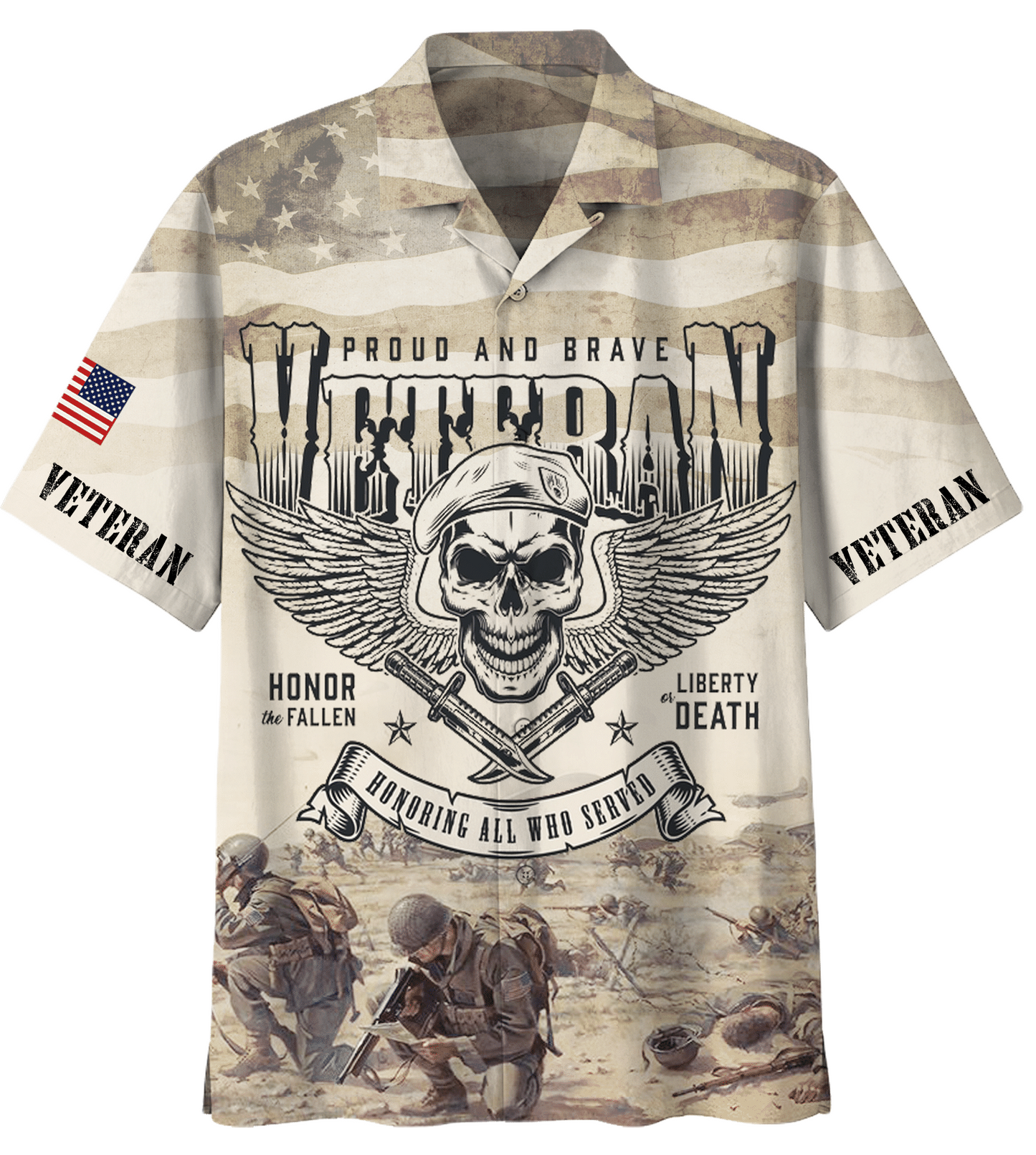 NoClaws Veteran Hawaii Shirt Proud And Brave Veteran Honoring All Who Served Aloha Shirt Brown Unisex