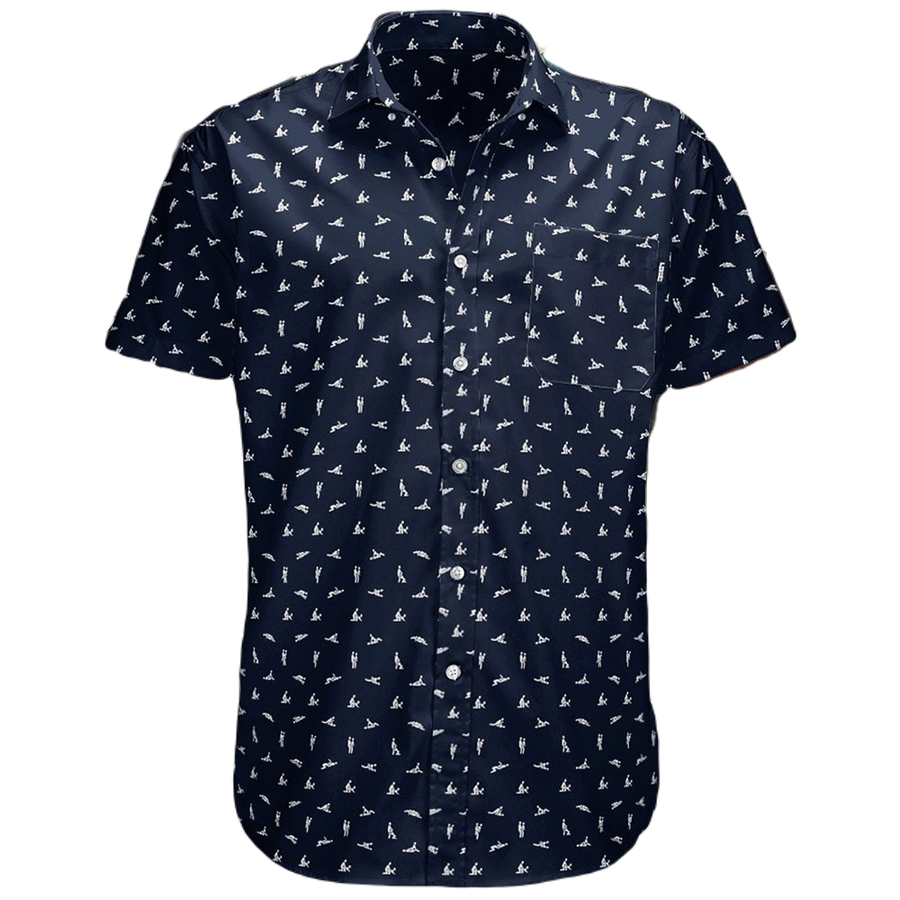 NoClaws Funny Hawaii Shirt Funny Stickman Figure Pattern Hawaiian Shirt Black White Unisex