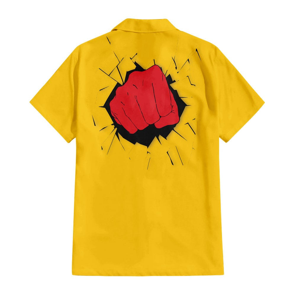NoClaws One Punch Man Hawaii Shirt Saitama Powerful Punch Aloha Shirt Yellow Unisex