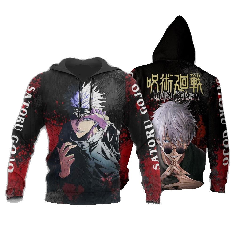 Jujutsu Kaisen Hoodie Jujutsu Kaisen Satoru Gojo Sensei Hoodie Black Red Unisex
