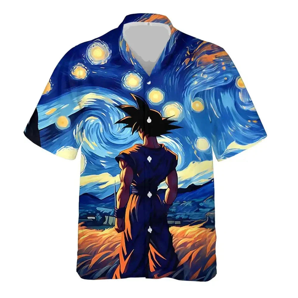 Dragon Ball Hawaii Shirt Don Goku Starry Night Art Hawaiian Shirt Blue Unisex