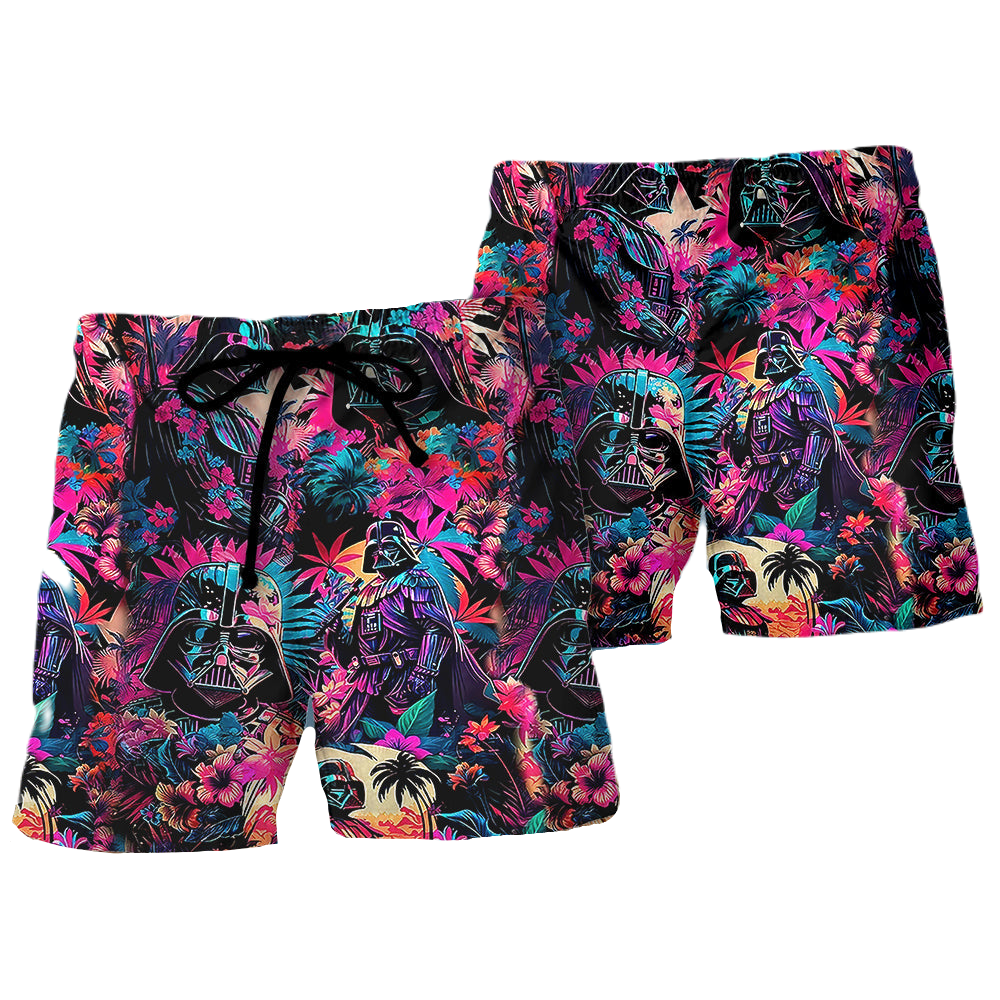 Starwars Shorts Starwars Darth Vader Tropical Flora Pattern Beach Shorts Colorful