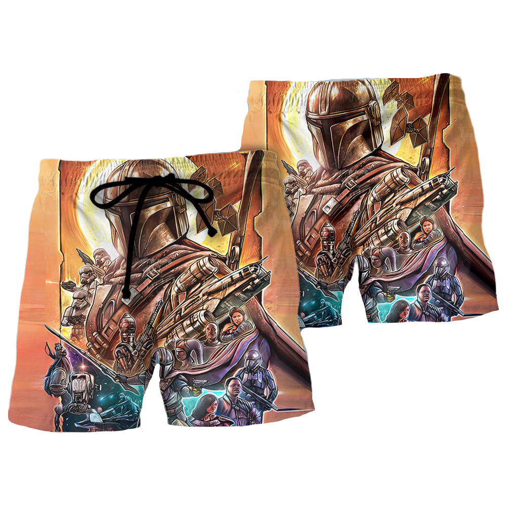 Starwars Shorts Starwars Characters Feel the Force Beach Shorts Colorful