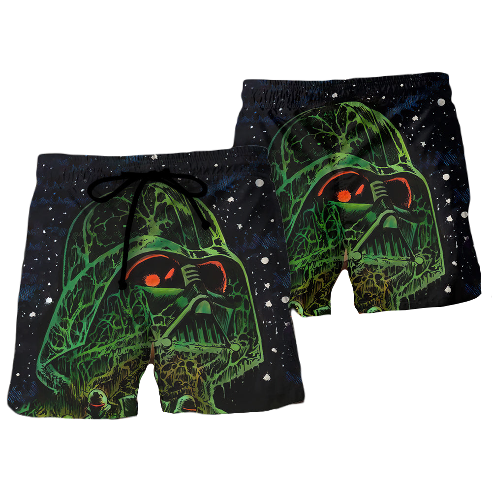 Starwars Shorts Halloween Darth Vader Return to Vader's Castle Beach Shorts Black Green