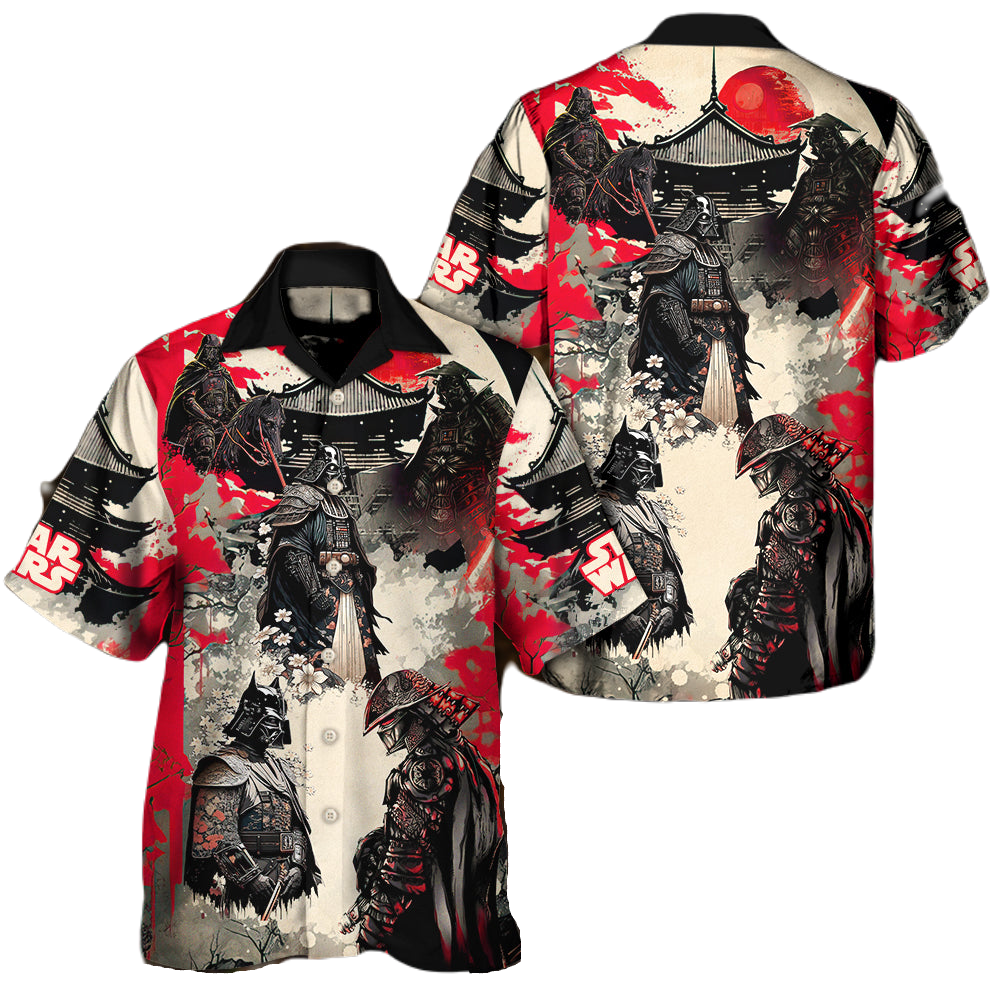 NoClaws Star Wars Hawaii Shirt Samurai Darth Vader Japanese Style Hawaiian Shirt Black Red Unisex