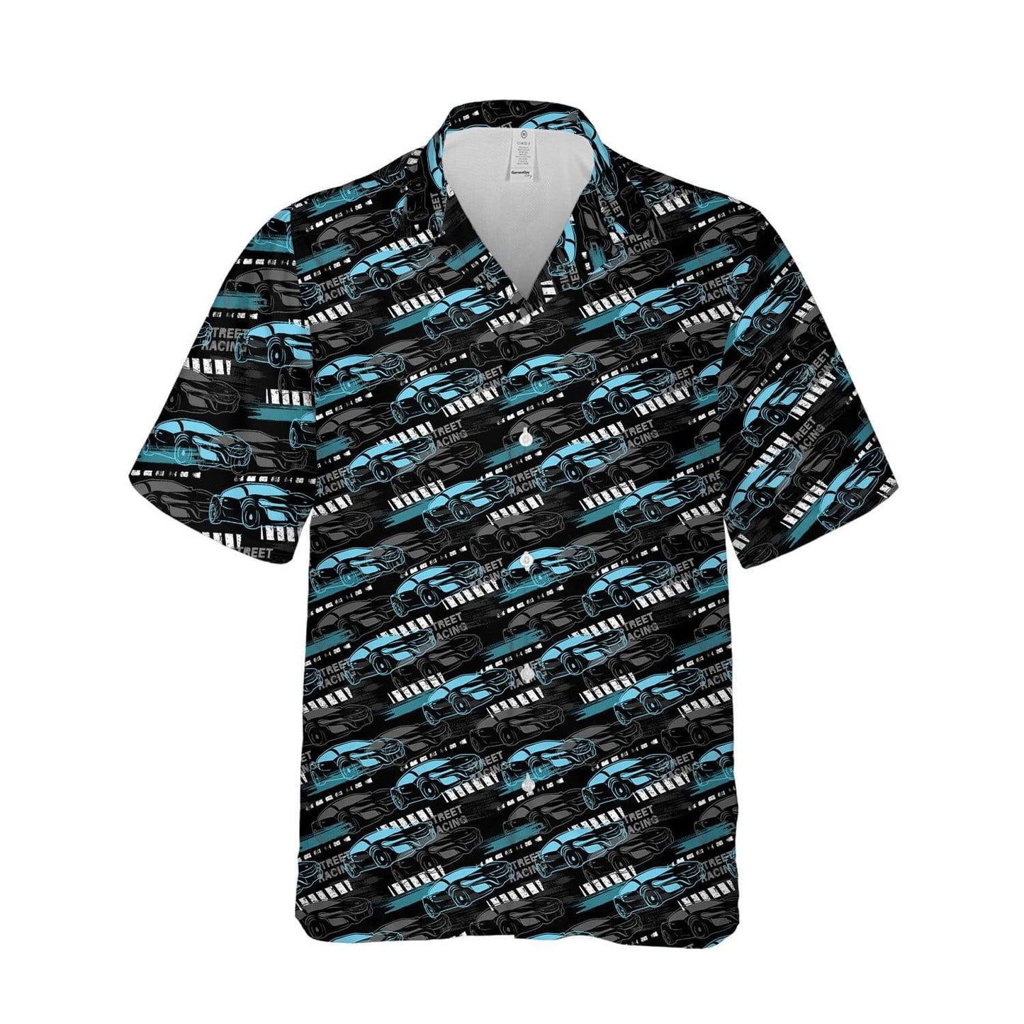 Racing Car Hawaiian Shirt Sport Cars Street Racing Pattern Black Blue Hawaii Aloha Shirt