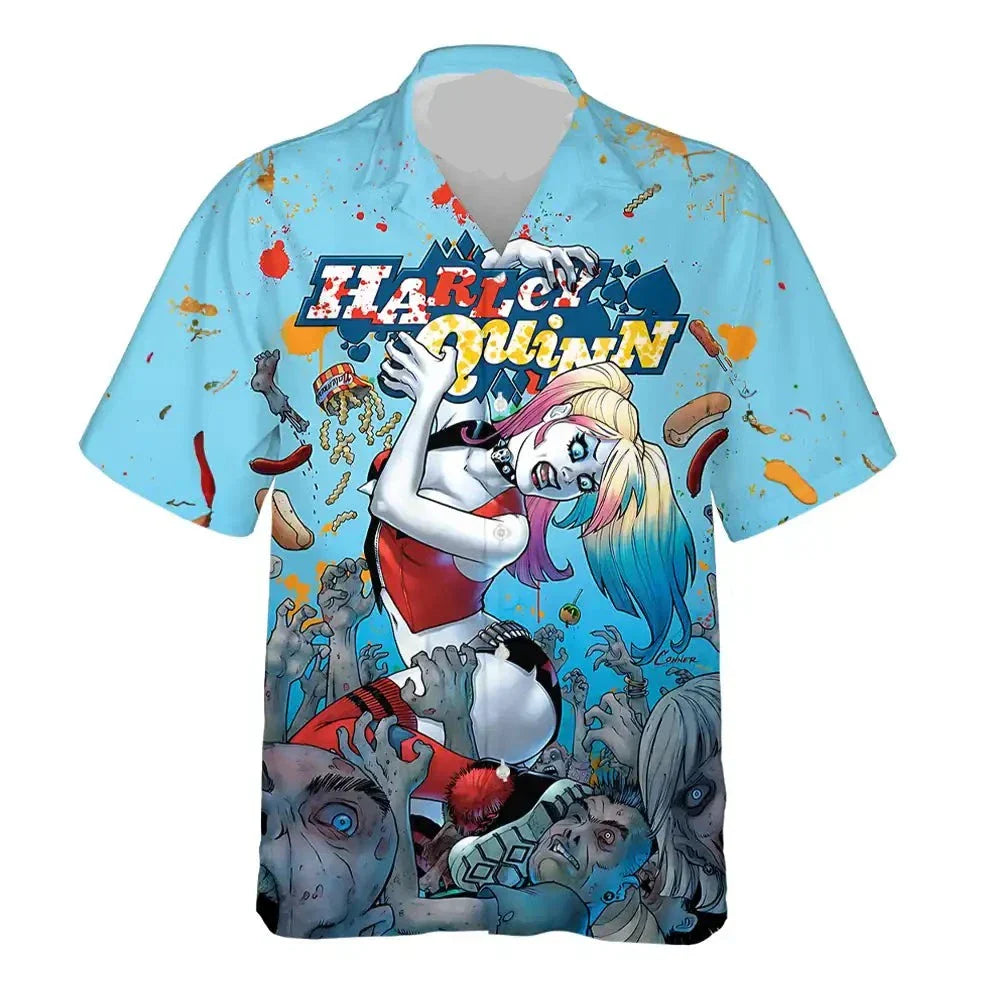 Harley Quinn Hawaii Shirt DC Harley Quinn And Zombie Hawaiian Shirt Colorful Unisex