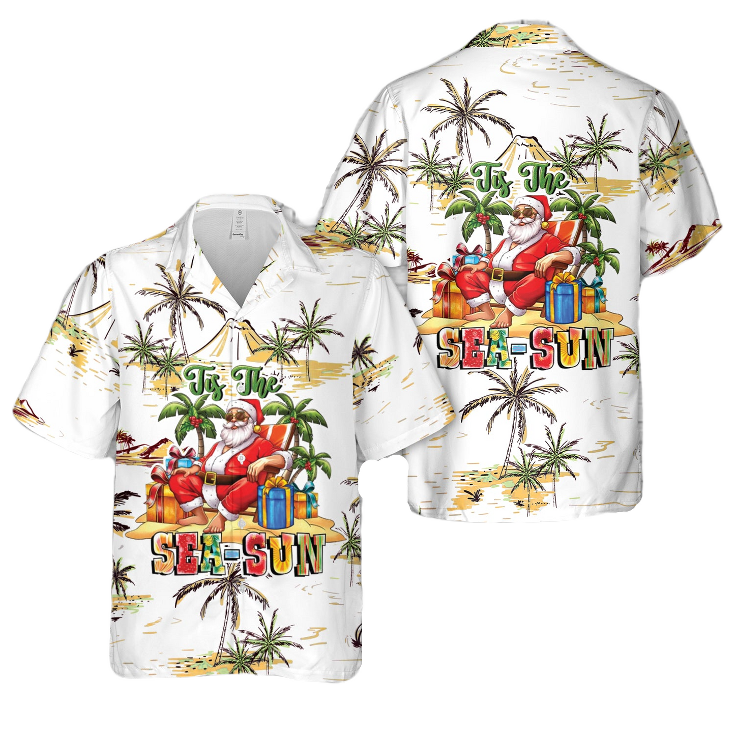 NoClaws Christmas Hawaii Shirt Tis The Sea Sun Beach Santa Claus Hawaiian Shirt Colorful Unisex