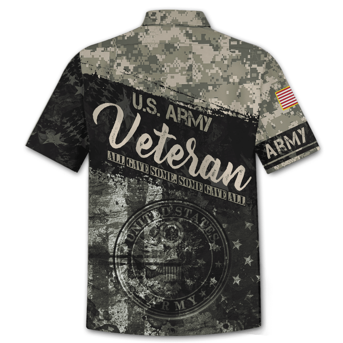 NoClaws Veteran Hawaii Shirt All Gave Some Some Gave All Grunge Aloha Shirt Black Gray Unisex