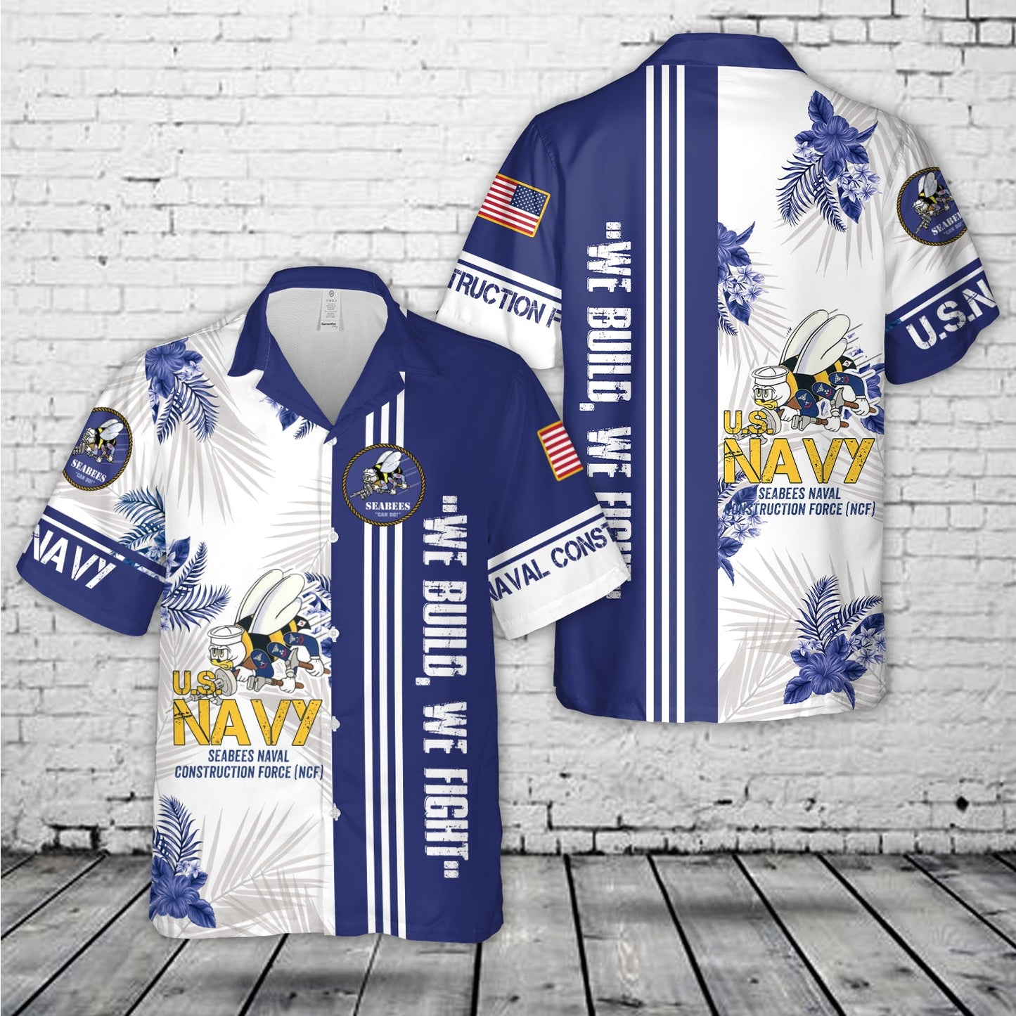 US Navy SEABEES Naval Construction Force (NCF) Hawaiian Shirt