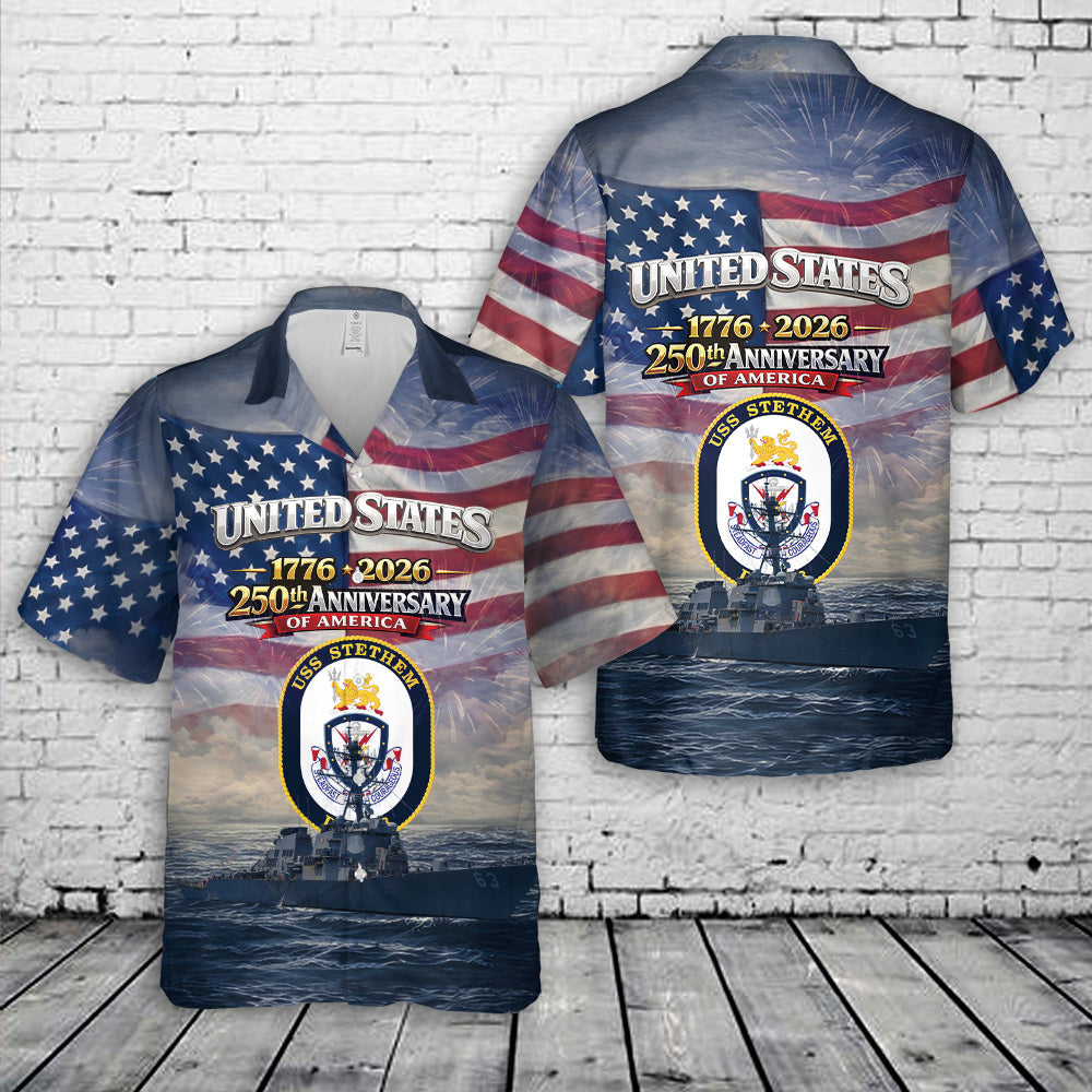 US Navy USS Stethem (DDG-63) Arleigh Burke-class destroyer Hawaiian Shirt
