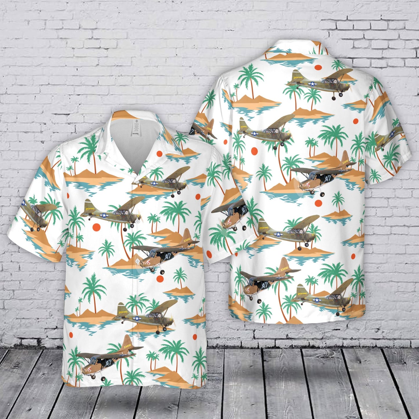 United States Army Air Forces (USAAF) Stinson L-5 Sentinel Air Museum Hawaiian Shirt