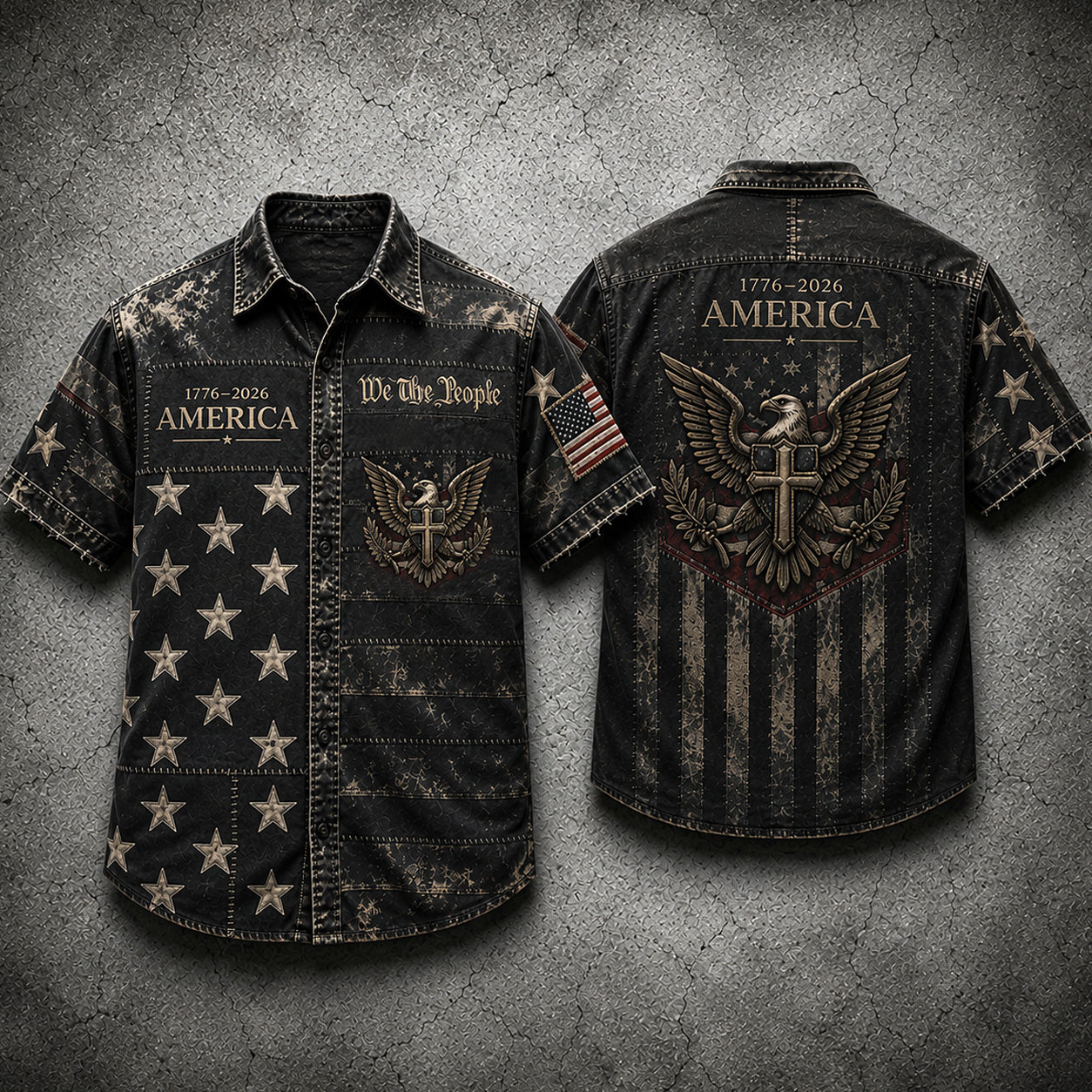 Vintage America 250 Hawaii Shirt Patriotic Eagle We The People Aloha Shirt
