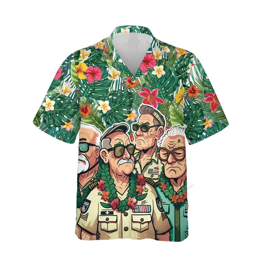 NoClaws Veteran Hawaii Shirt Retired And Lovin It Tropical Aloha Shirt Green Unisex