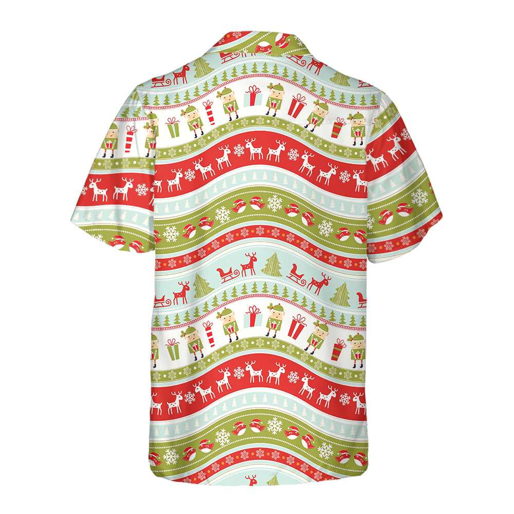 NoClaws Christmas Hawaii Shirt Christmas Elf Gift Reindeer Pattern Hawaiian Shirt Colorful Unisex